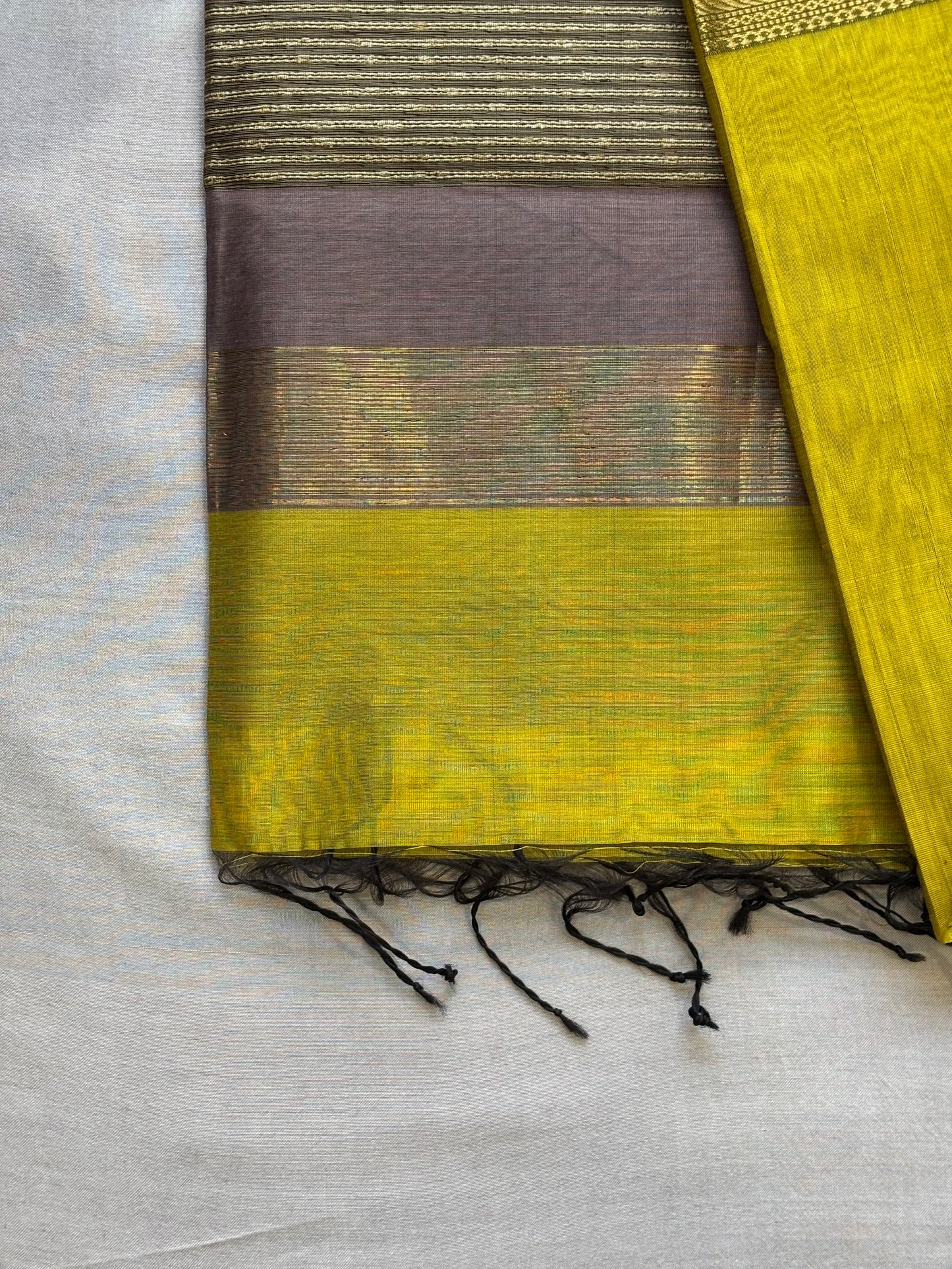 Maheshwari Zari Border Sarees with Gicha Weaving Pallu Sarees Pineapple Yellow